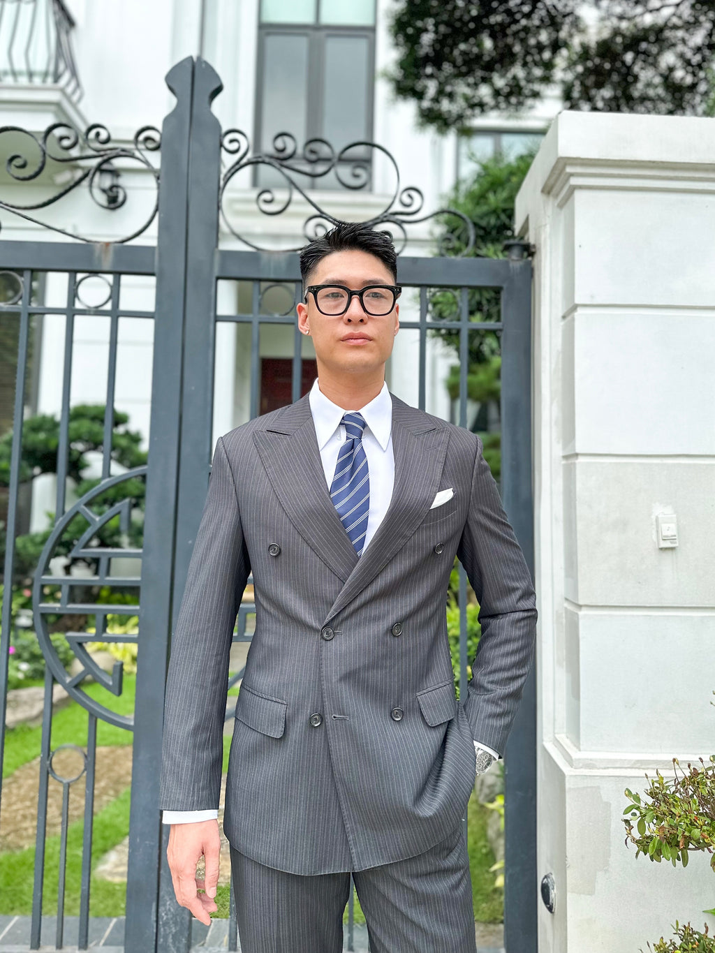 Kingsman Double-Breasted Suit + White Shirt