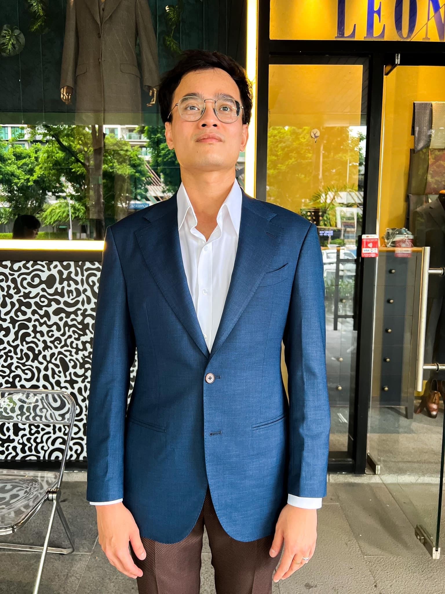 Blue Blazer + Brown Bird-eye Trousers