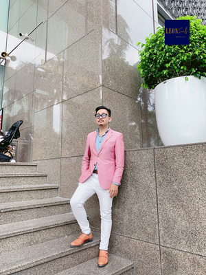 Tropical Pink Half-lining Cotton Blazer