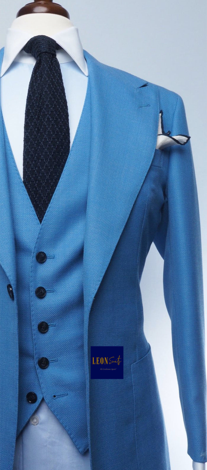 Premium Bespoke Light Blue 3-Piece Suit