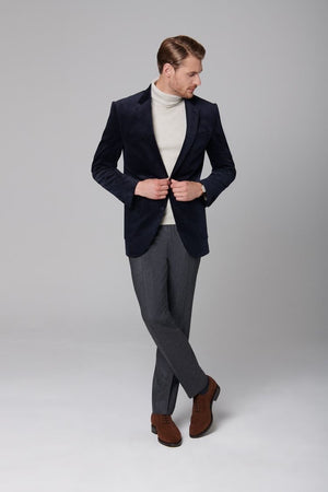 Custom Made Deep Navy Suit Jacket + Dark Grey Trousers