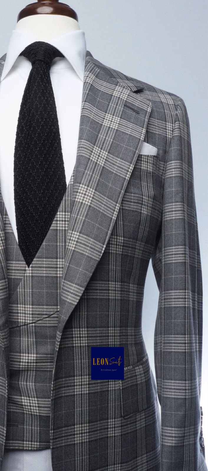 Premium Grey Plaid 3-Piece Suit