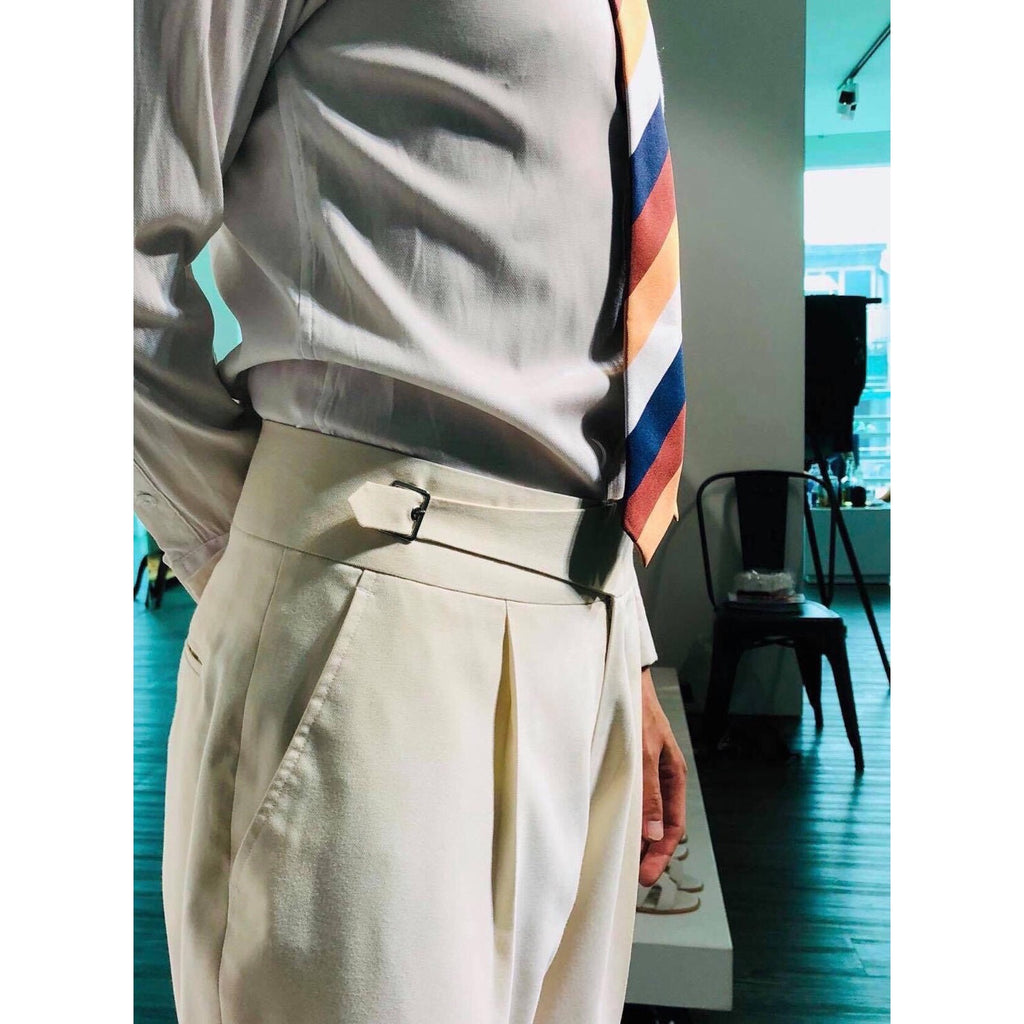 Custom Made Standard Beige Classic Highwaist Trousers