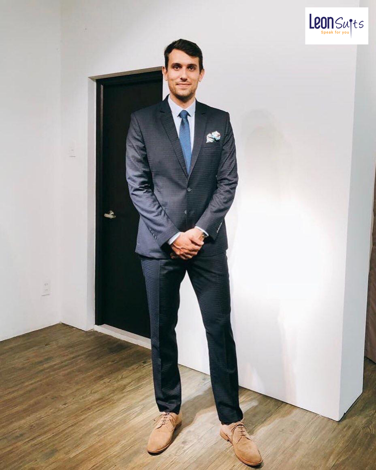 Custom Made Check Navy Suit