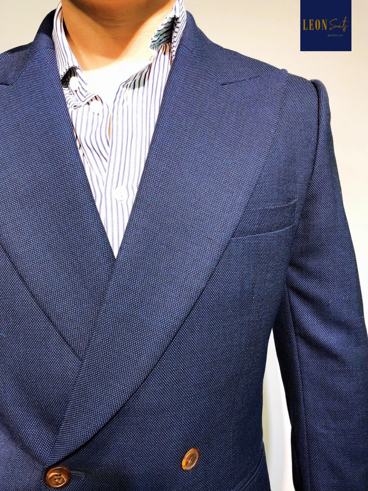 Rake Leon Navy Bird Eyes 4 Buttoned Double Breasted Suit
