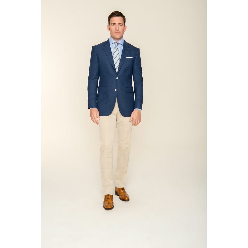 Custom Made Navy Suit Jacket+Beige Trousers