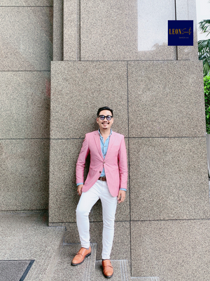 Tropical Pink Half-lining Cotton Blazer