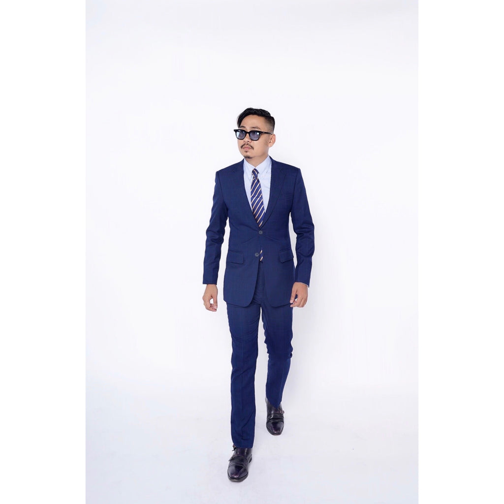 Standard Custom Made CONTEMPORARY Navy Windowpane