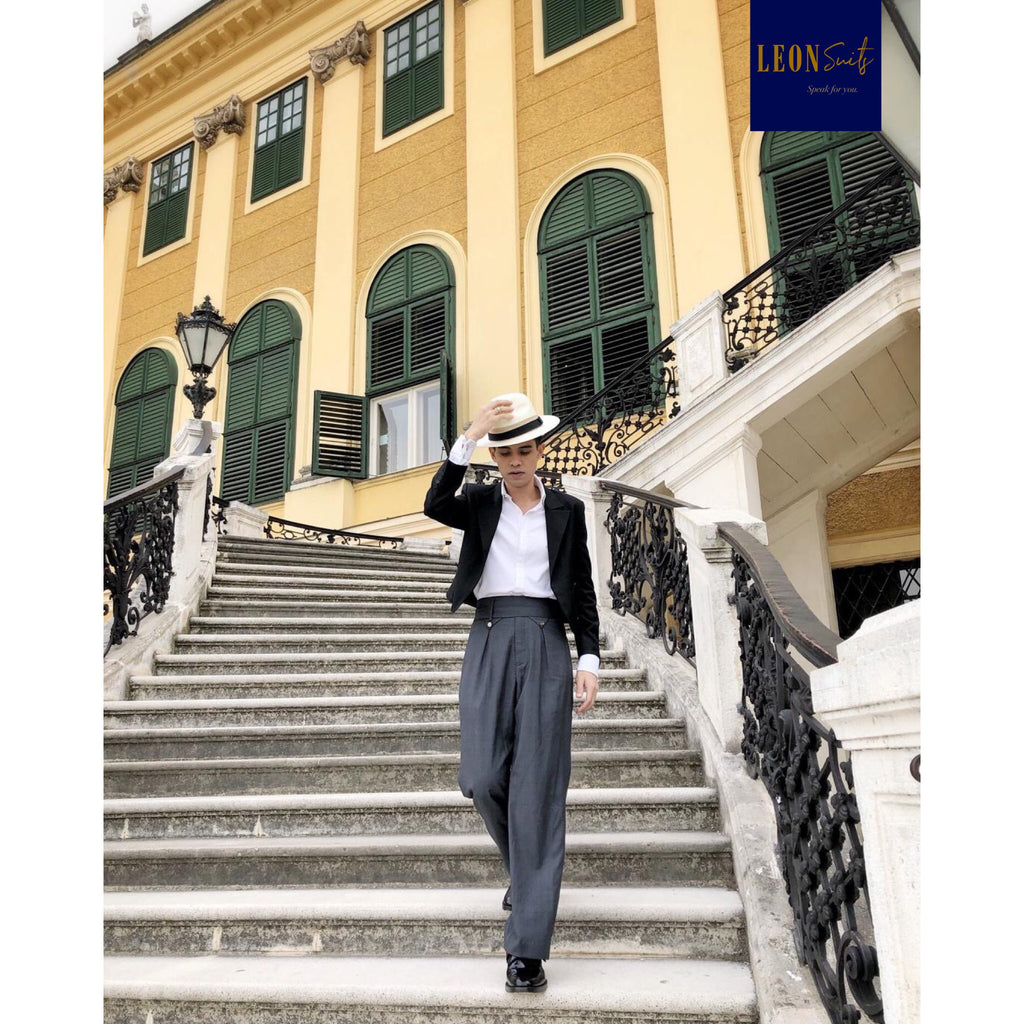 Designer Jacket with Wide Straight Trousers