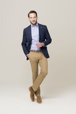 Custom Made Navy Suit Jacket+Beige Trousers