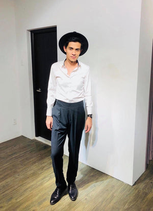 Custom Made Standard Stripe Black Classic Highwaist Trousers