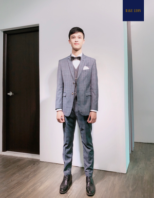 RAKE LEON 3-Piece Plaid Grey Prince of Wales Suit