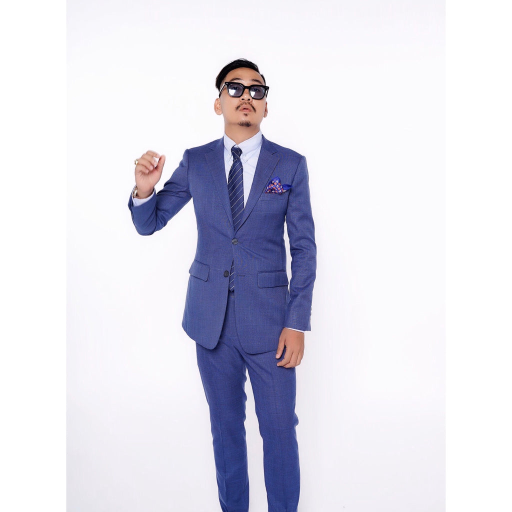 Standard Custom Made CONTEMPORARY Navy Thin Windowpane