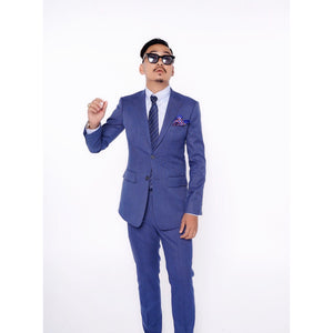 Standard Custom Made CONTEMPORARY Navy Thin Windowpane