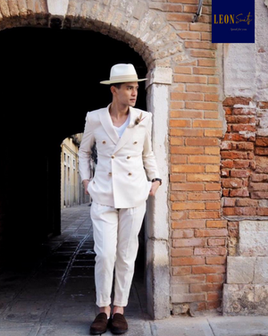 Cream Beige Double-breasted Suit