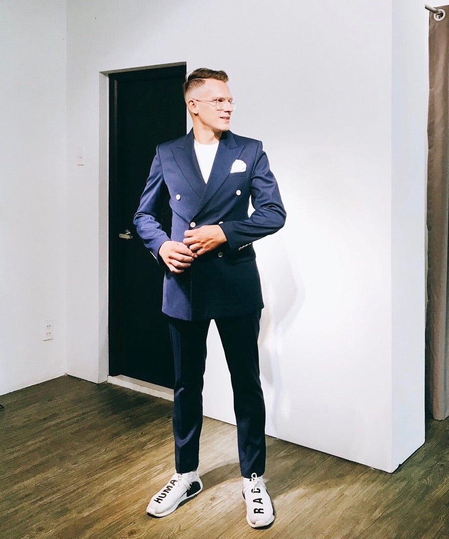 Custom Made Navy Double Breasted Suit