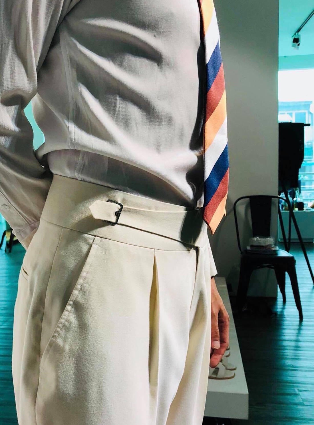 Custom Made Standard Beige Classic Highwaist Trousers