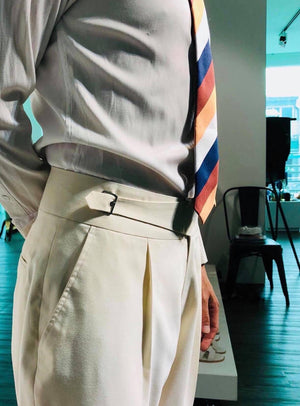 Custom Made Standard Beige Classic Highwaist Trousers