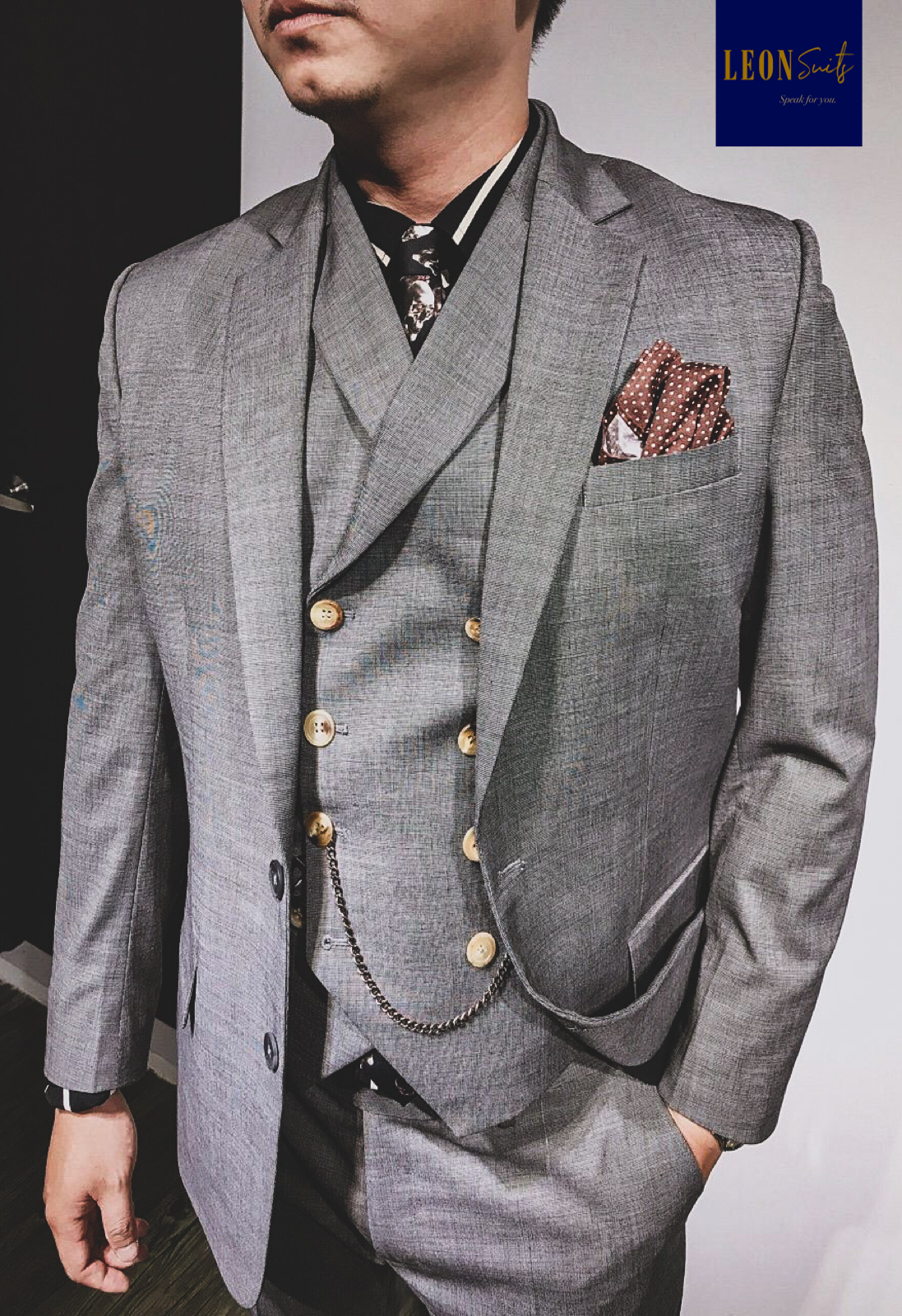 Standard Grey Shark Skin 3-piece Suit
