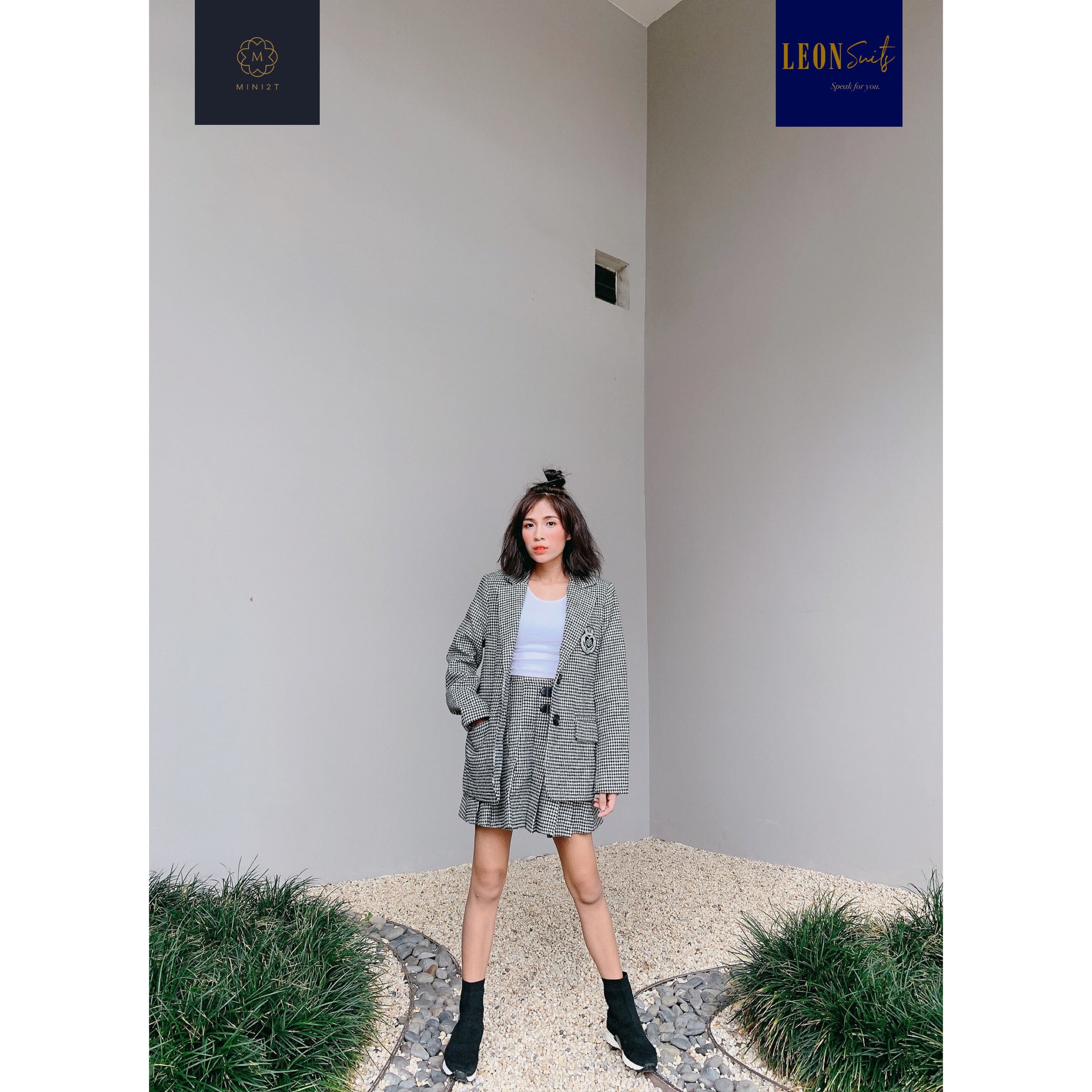 Grey Houndstooth Suit