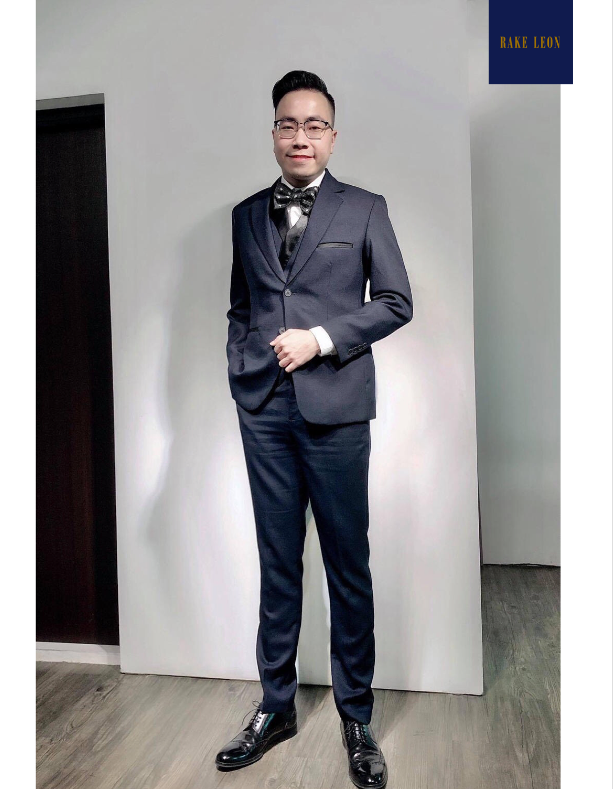 RAKE LEON Dark Navy 3-Piece Tuxedo/Suit
