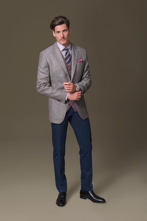 Custom Made Grey Suit Jacket + Navy Trousers