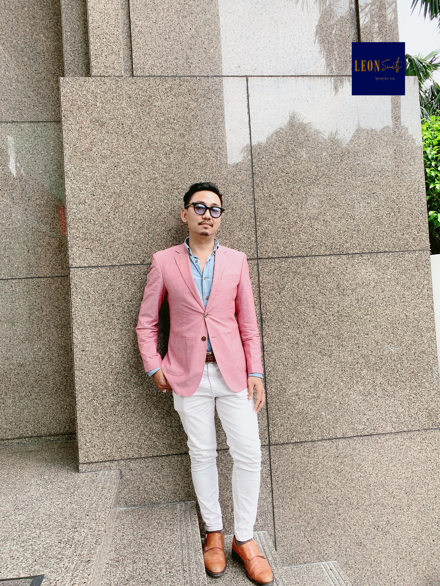 Tropical Pink Half-lining Cotton Blazer