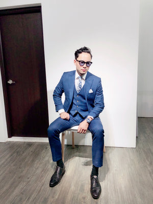 Premium Custom Made ‘THE RAKE’ Medium Navy Suit