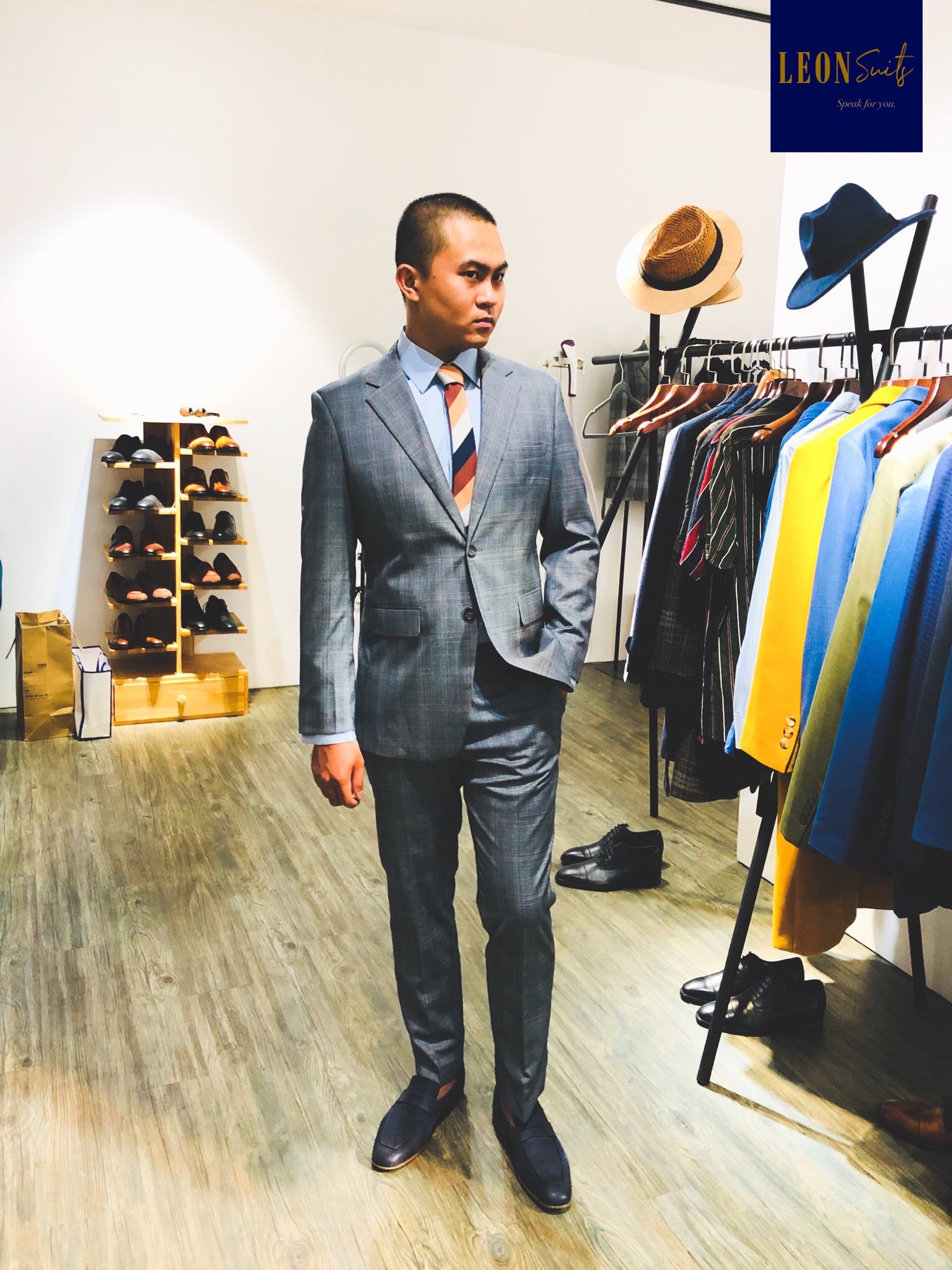 Custom Made Grey Prince of Wales Suit