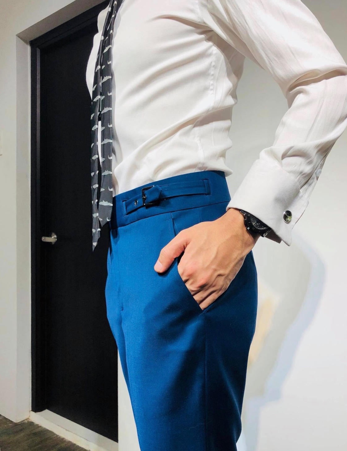 Custom Made Standard Medium Navy Highwaist Trousers