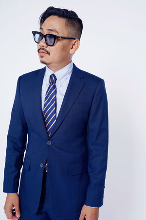 Standard Custom Made CONTEMPORARY Navy Windowpane
