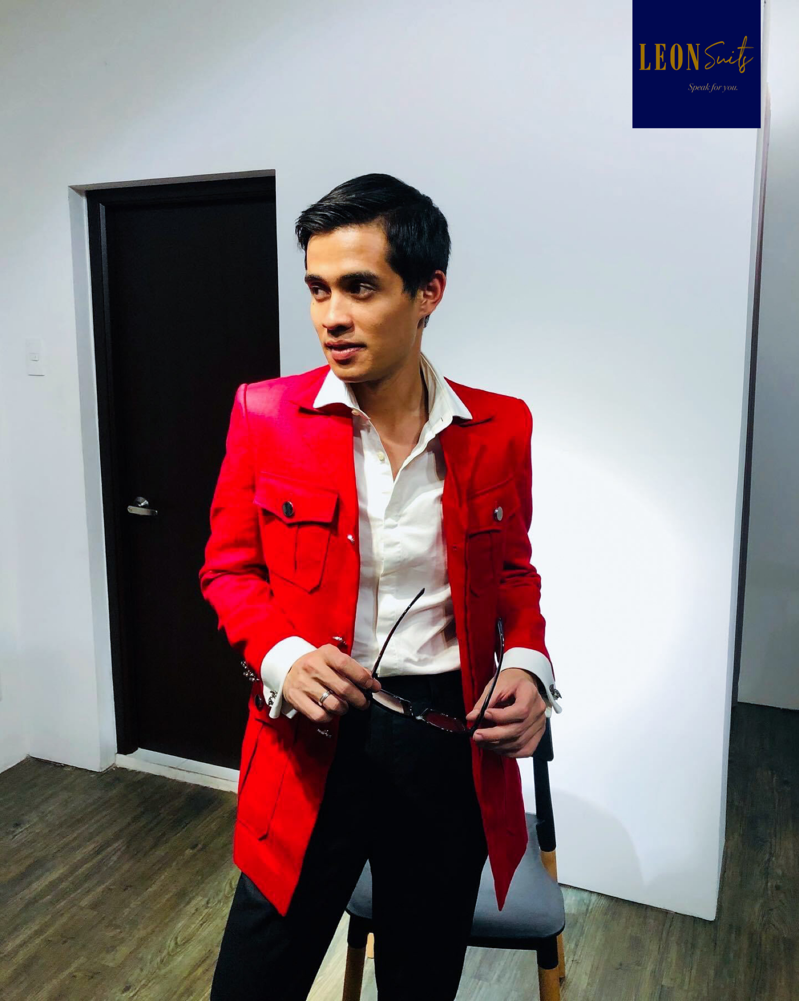 Red Linen Safari Jacket