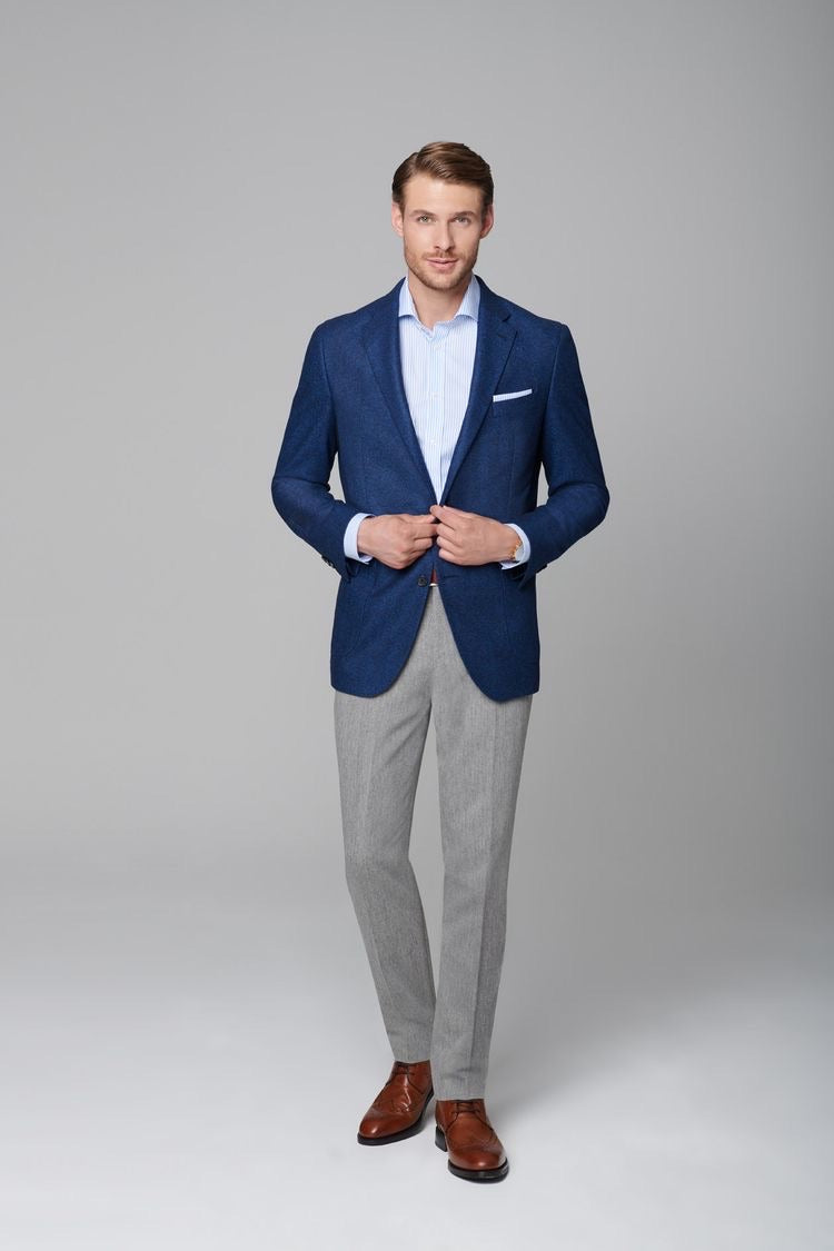 Custom Made Navy Suit Jacket + Grey Trousers