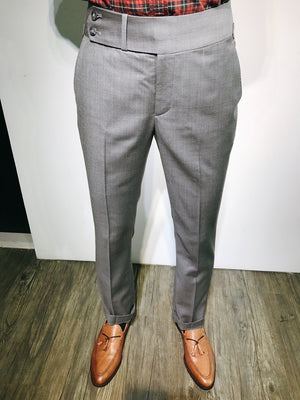 Custom Made Standard Light Grey Classic Highwaist Trousers