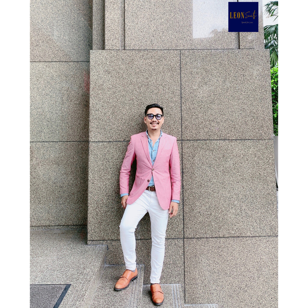 Tropical Pink Half-lining Cotton Blazer
