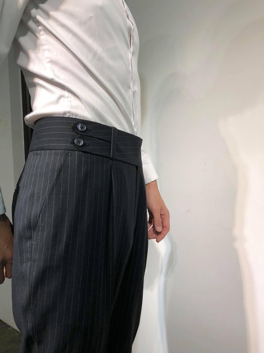 Custom Made Standard Stripe Black Classic Highwaist Trousers