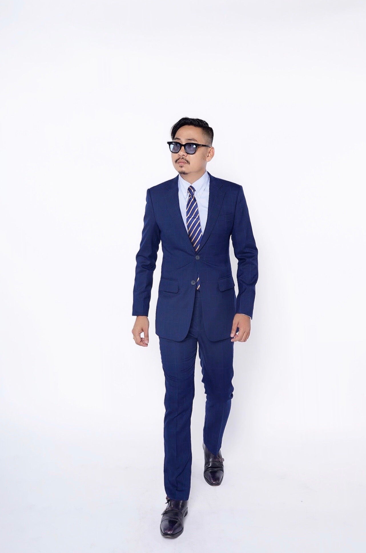 Standard Custom Made CONTEMPORARY Navy Windowpane