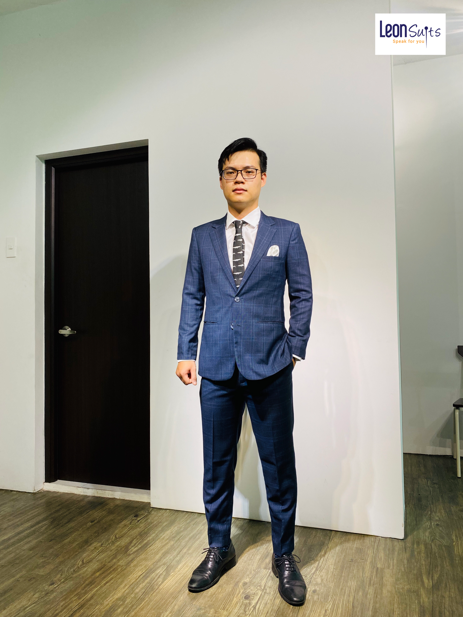 Custom Made Standard Plaid Dark Grey Suit