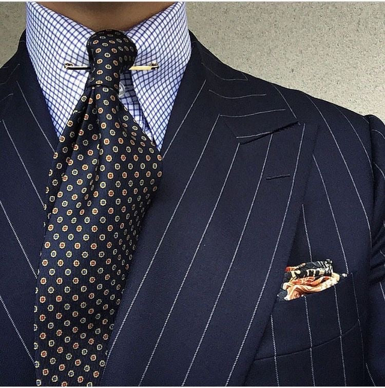 Premium Bespoke Navy w/ Vertical Stripe Double Breasted Suit