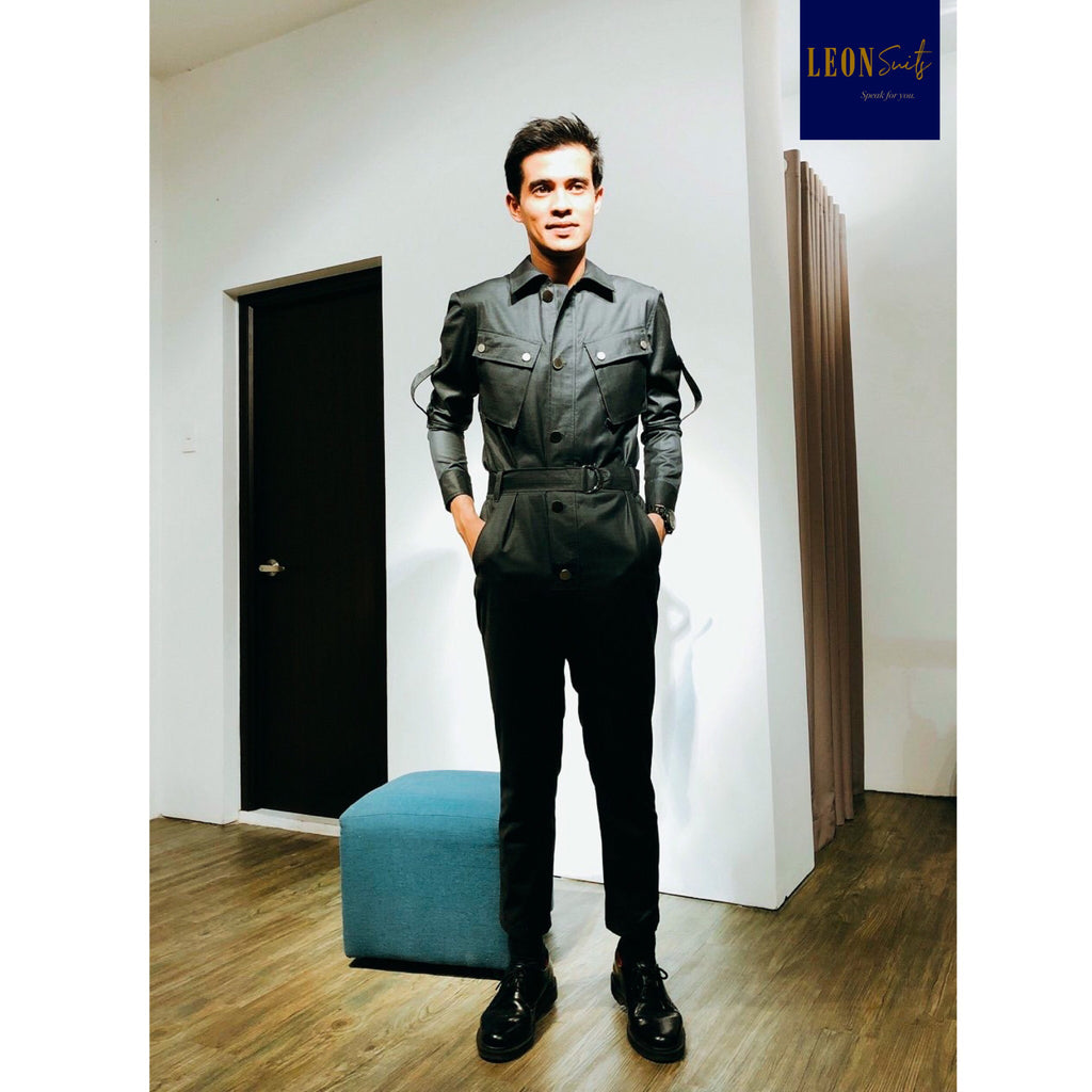 Black Linen Pilot Jumpsuit