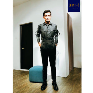 Black Linen Pilot Jumpsuit