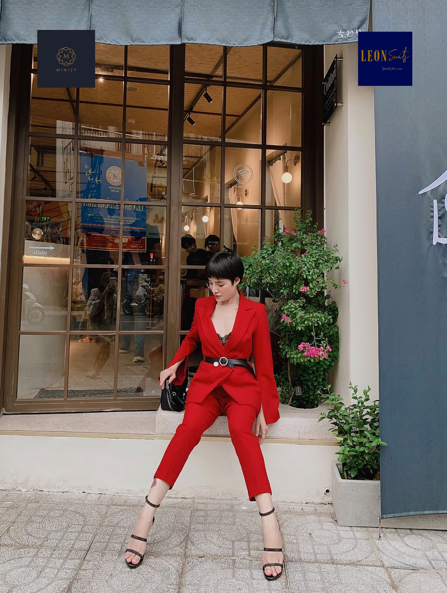 Lady-in-Red Double-breasted Suit