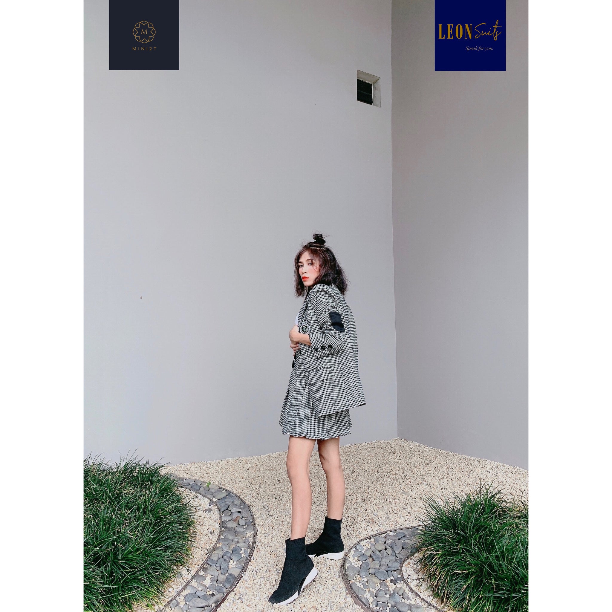 Grey Houndstooth Suit