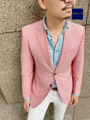 Tropical Pink Half-lining Cotton Blazer