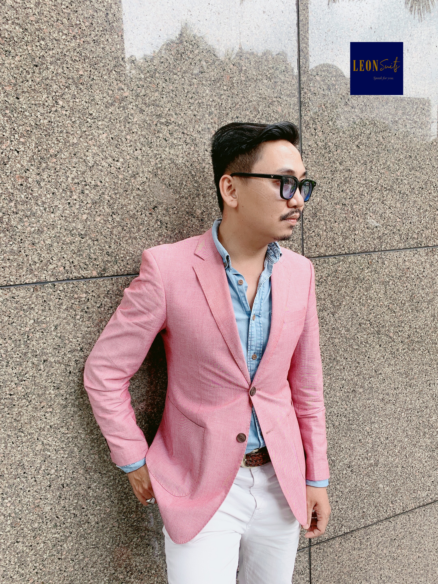 Tropical Pink Half-lining Cotton Blazer