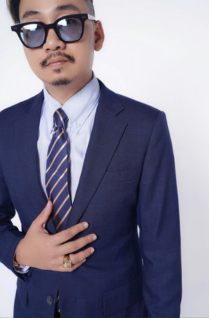 Standard Custom Made CONTEMPORARY Navy Windowpane