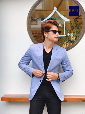 Tropical Denim Blue Cotton Blazer