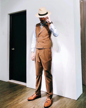 Custom Made Brown Highwaist One-piece Trousers