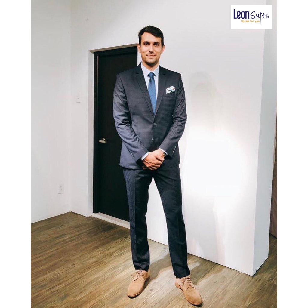 Custom Made Check Navy Suit