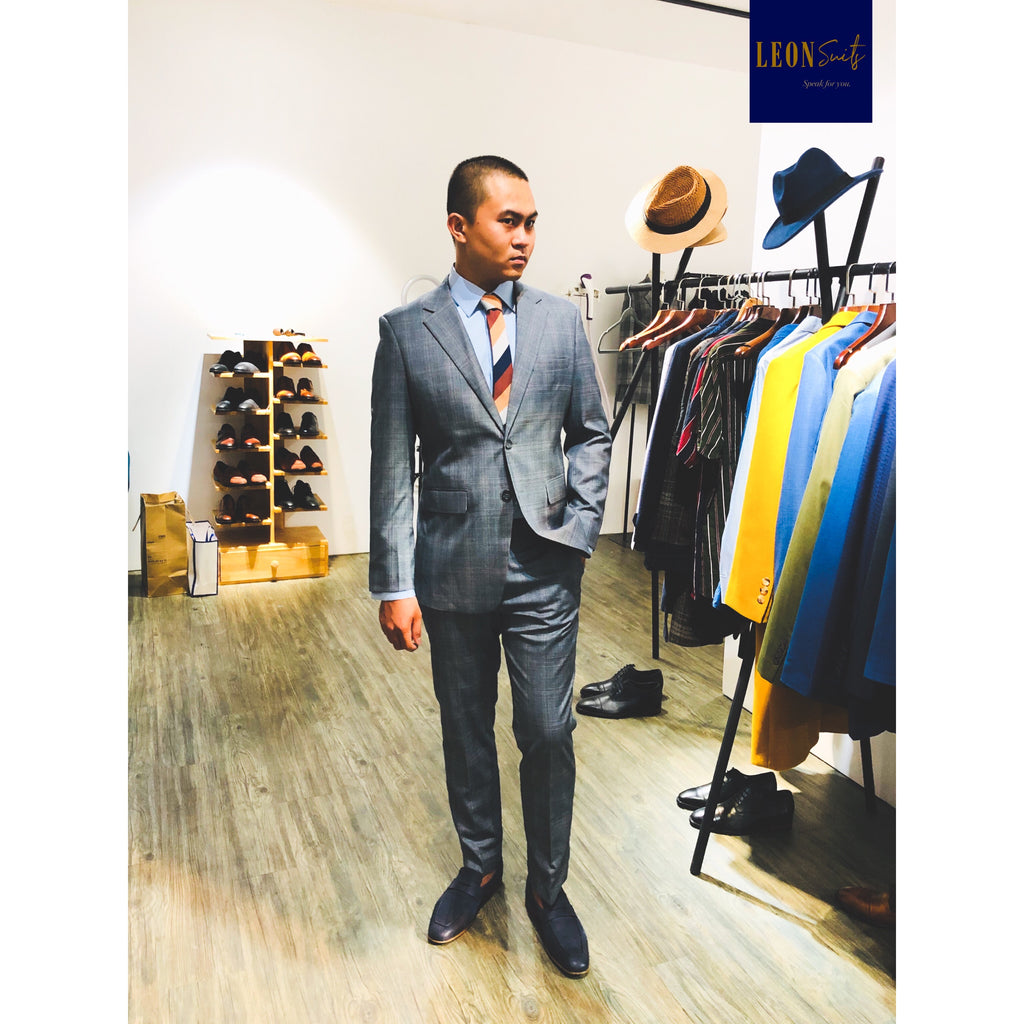 Custom Made Grey Prince of Wales Suit